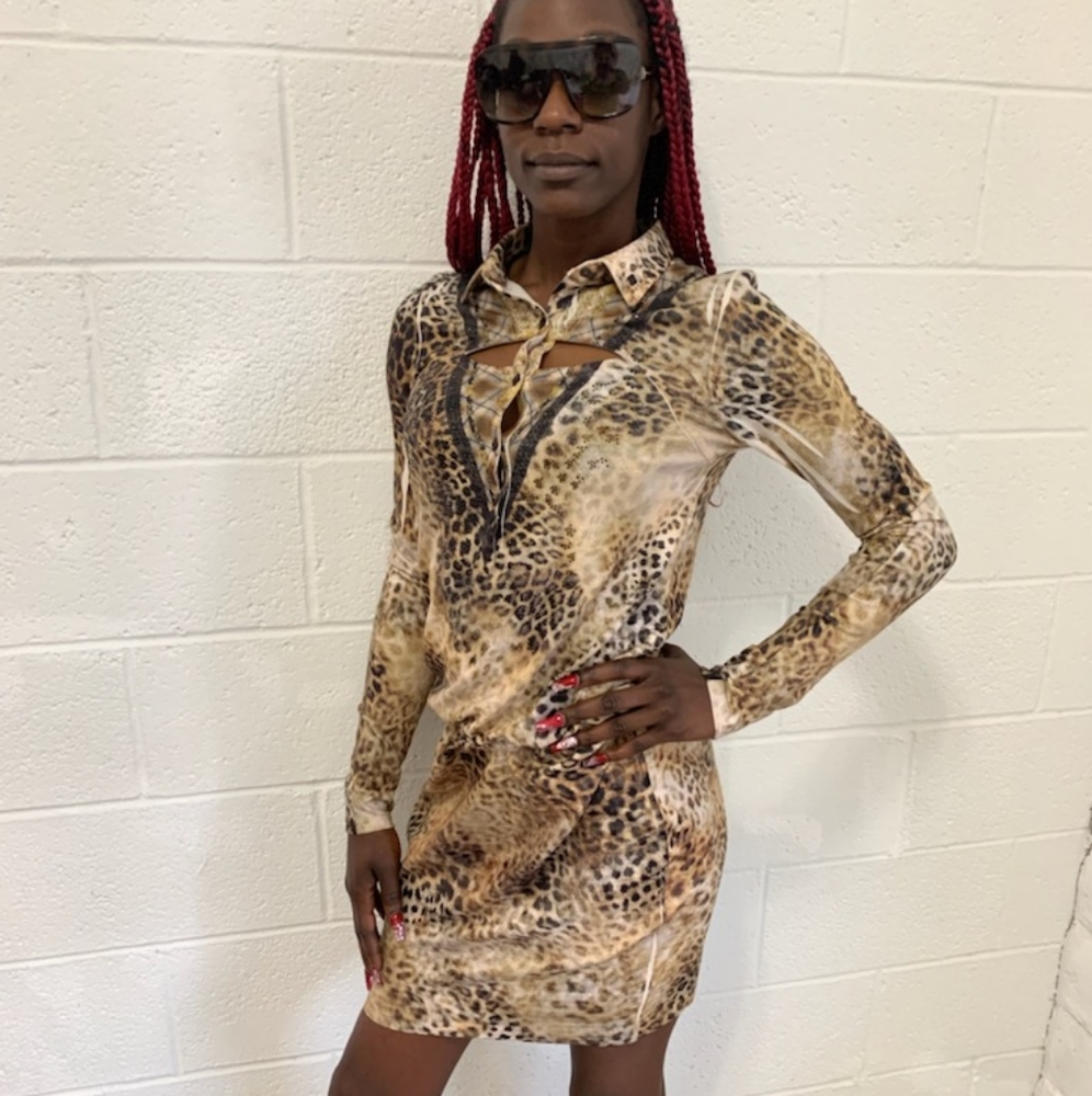 S-Twelve/S-12 Bodycon Cheetah Dress